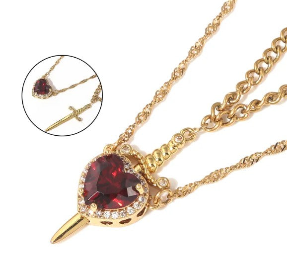 Love Dagger Couple Necklace – Stainless Steel, Adjustable 45–50cm