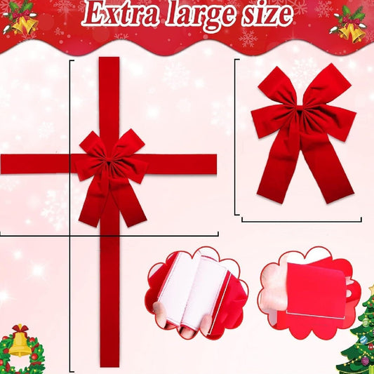 Christmas Door Bow Ribbon – Large Red Fabric Bow, 40x50cm | Festive DIY Decor