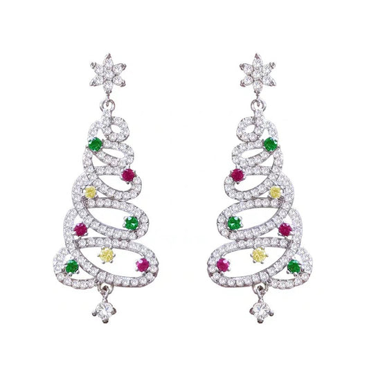 Christmas Tree Rhinestone Drop Earrings – Festive, Sparkling Holiday Jewellery