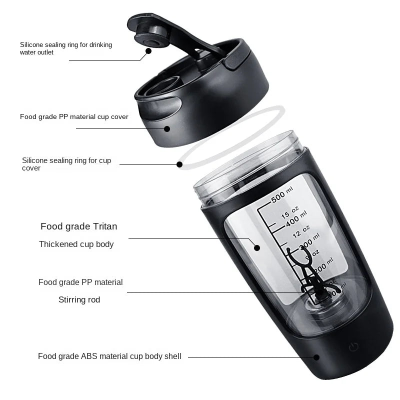 Electric Protein Shaker Bottle – USB Rechargeable, Lump-Free Shakes On the Go
