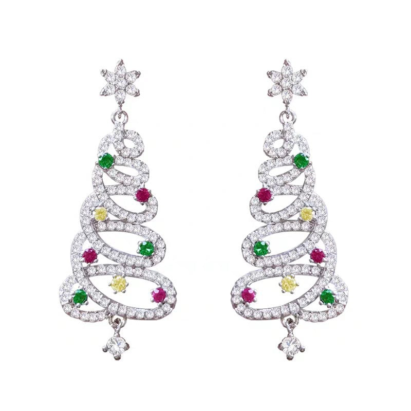 Christmas Tree Rhinestone Drop Earrings – Festive, Sparkling Holiday Jewellery