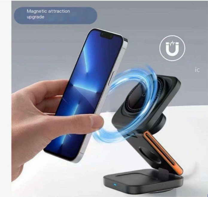 3-in-1 Folding Wireless Charger – Charge Phone, Watch & Earbuds Simultaneously