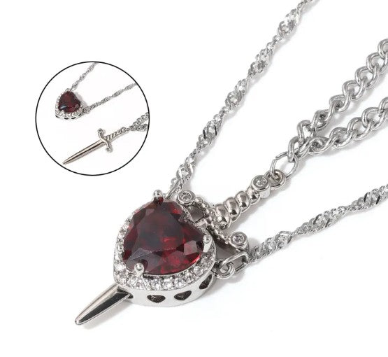 Love Dagger Couple Necklace – Stainless Steel, Adjustable 45–50cm