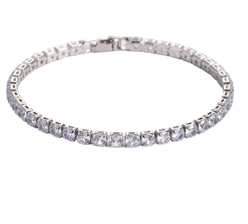 Hip Hop Micro Zircon Tennis Bracelet – Copper, Multiple Colours & Sizes