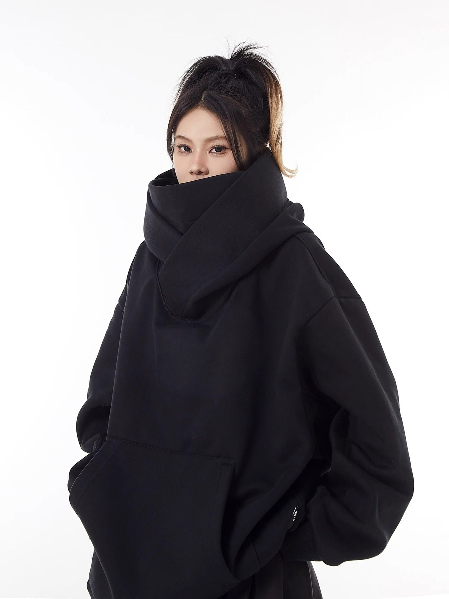 Fleece-Lined High Collar Hoodie – Oversized, Warm & Cosy | Multiple Colours
