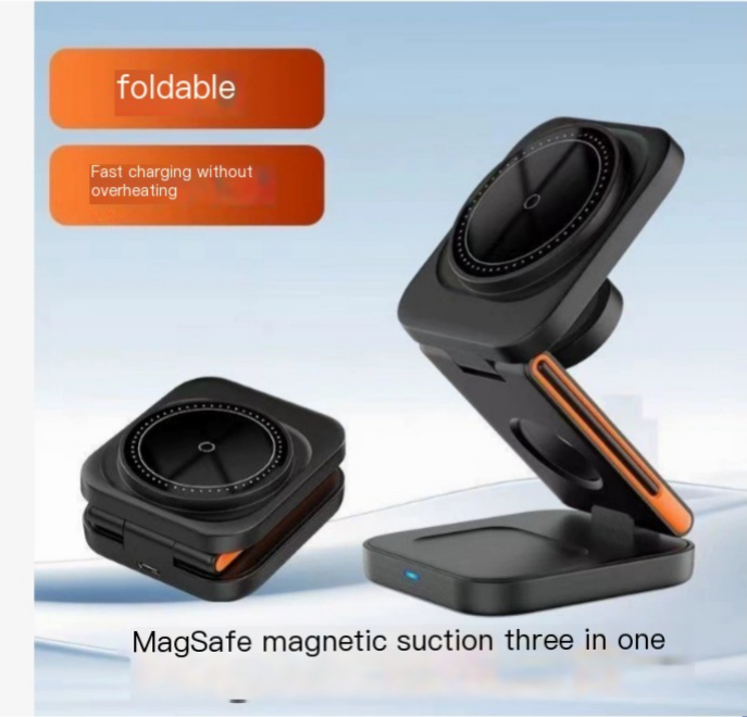 3-in-1 Folding Wireless Charger – Charge Phone, Watch & Earbuds Simultaneously