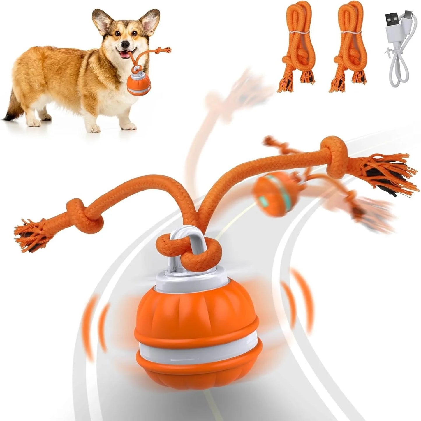 Interactive USB Rechargeable Rolling Ball Toy for Dogs & Puppies