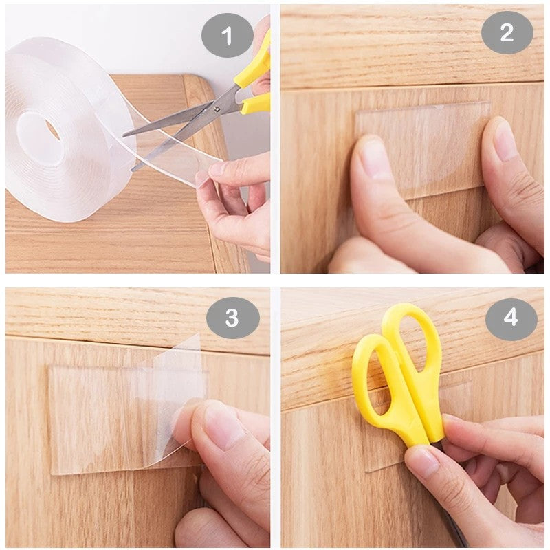 Nano Double-Sided Tape – Transparent, Reusable, No-Damage Adhesive