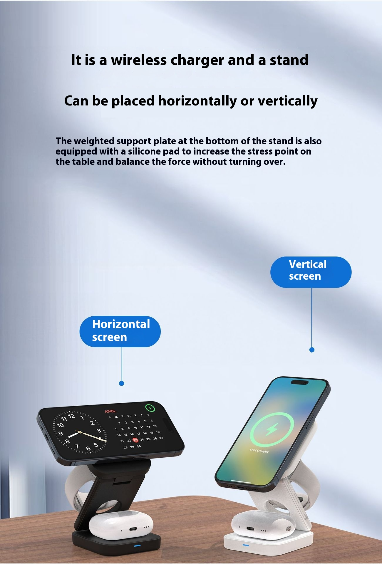 3-in-1 Magnetic Foldable Wireless Charger – 30W, iPhone, Apple Watch & AirPods