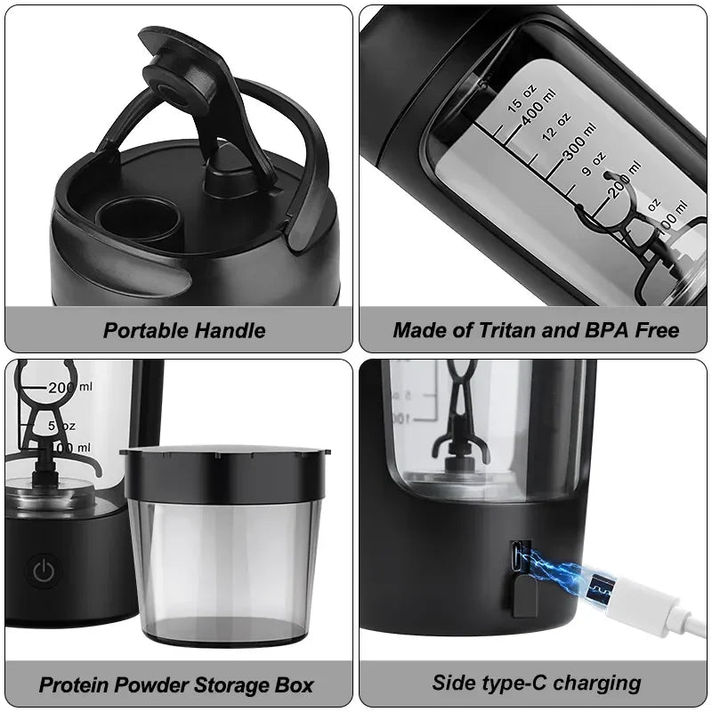 Electric Protein Shaker Bottle – USB Rechargeable, Lump-Free Shakes On the Go