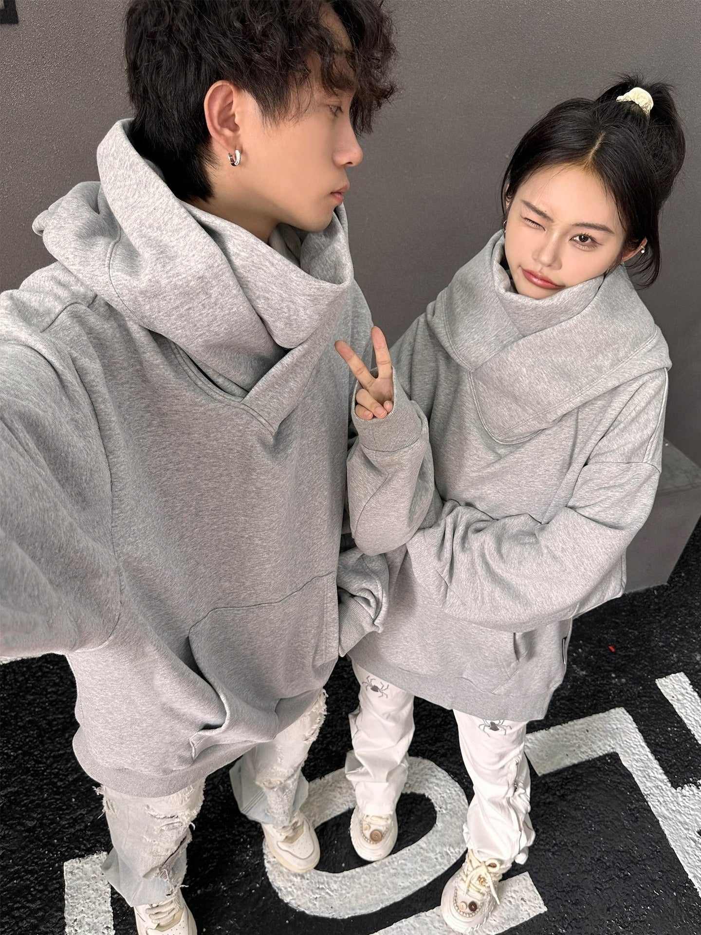Fleece-Lined High Collar Hoodie – Oversized, Warm & Cosy | Multiple Colours