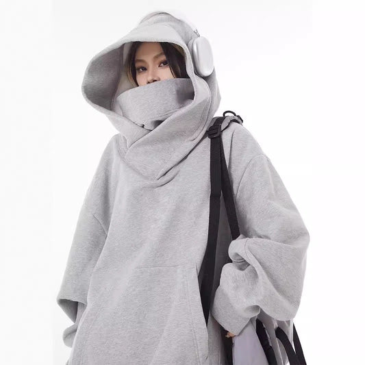 Fleece-Lined High Collar Hoodie – Oversized, Warm & Cosy | Multiple Colours