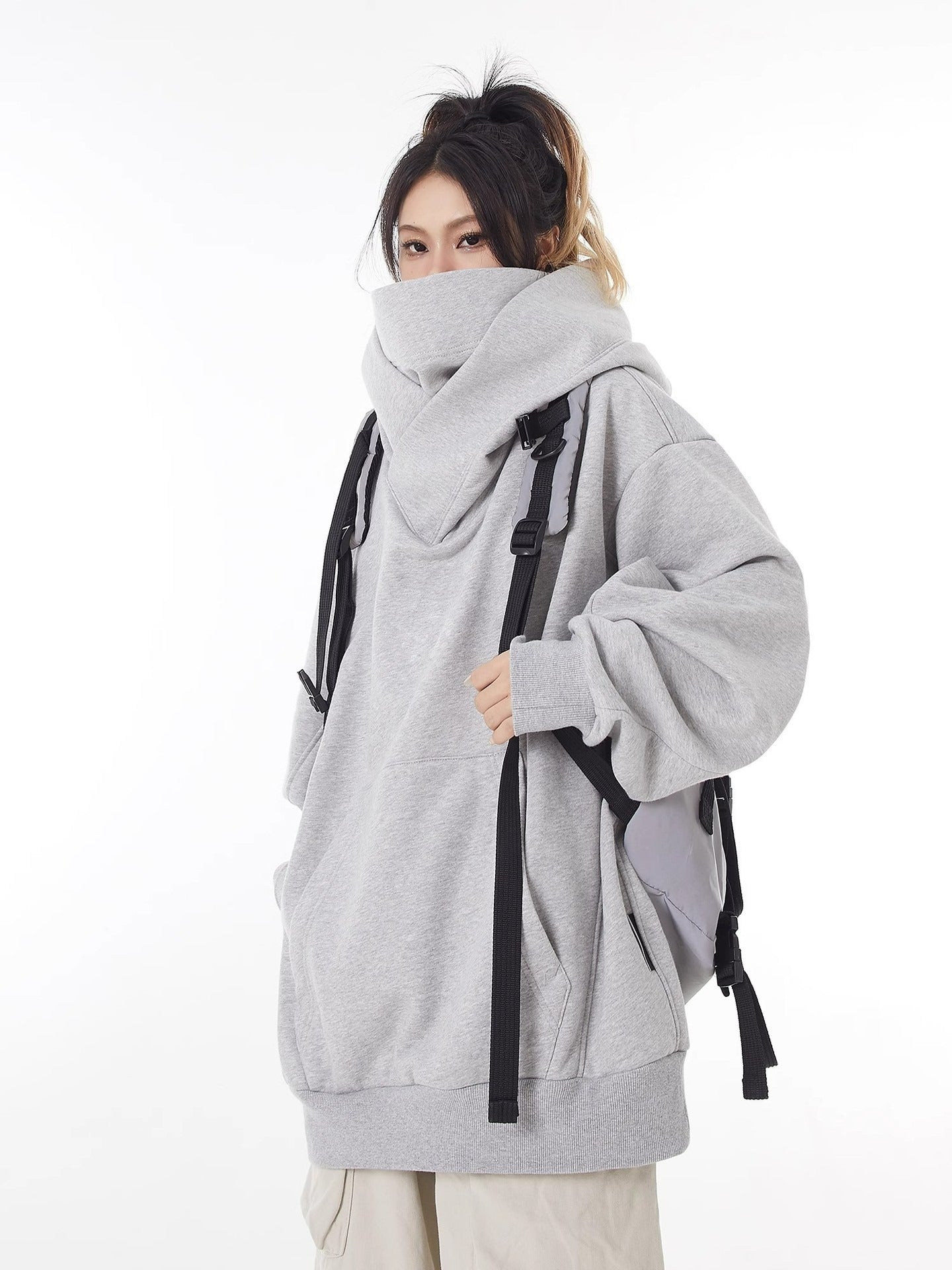 Fleece-Lined High Collar Hoodie – Oversized, Warm & Cosy | Multiple Colours