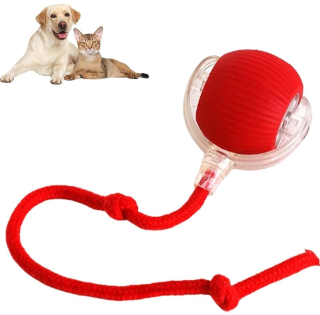 Smart Auto-Rolling Pet Ball – Interactive Toy for Cats with Rope Attachment