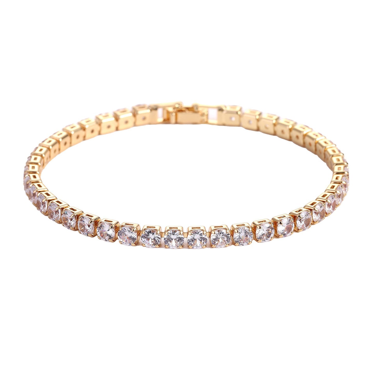 Hip Hop Micro Zircon Tennis Bracelet – Copper, Multiple Colours & Sizes