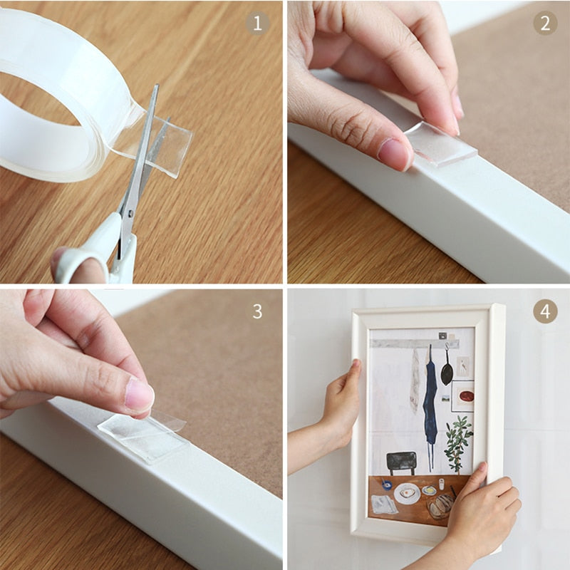 Nano Double-Sided Tape – Transparent, Reusable, No-Damage Adhesive