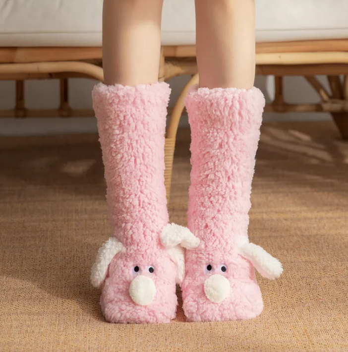 Women's Plush Dog Socks – Non-Slip, Cosy Winter Floor Socks