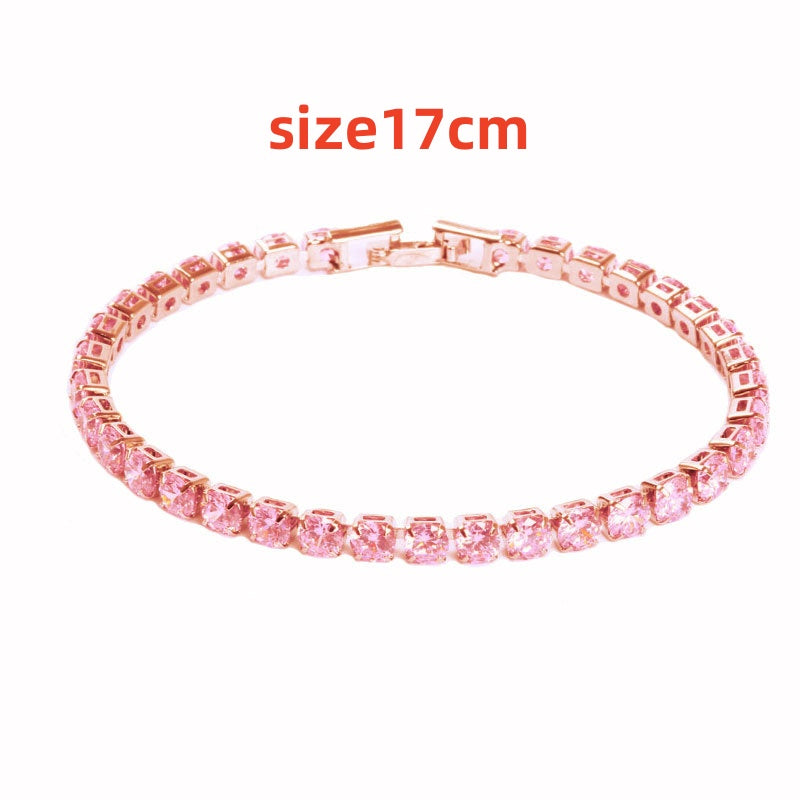 Hip Hop Micro Zircon Tennis Bracelet – Copper, Multiple Colours & Sizes