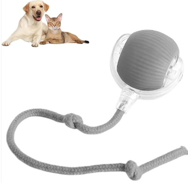 Smart Auto-Rolling Pet Ball – Interactive Toy for Cats with Rope Attachment