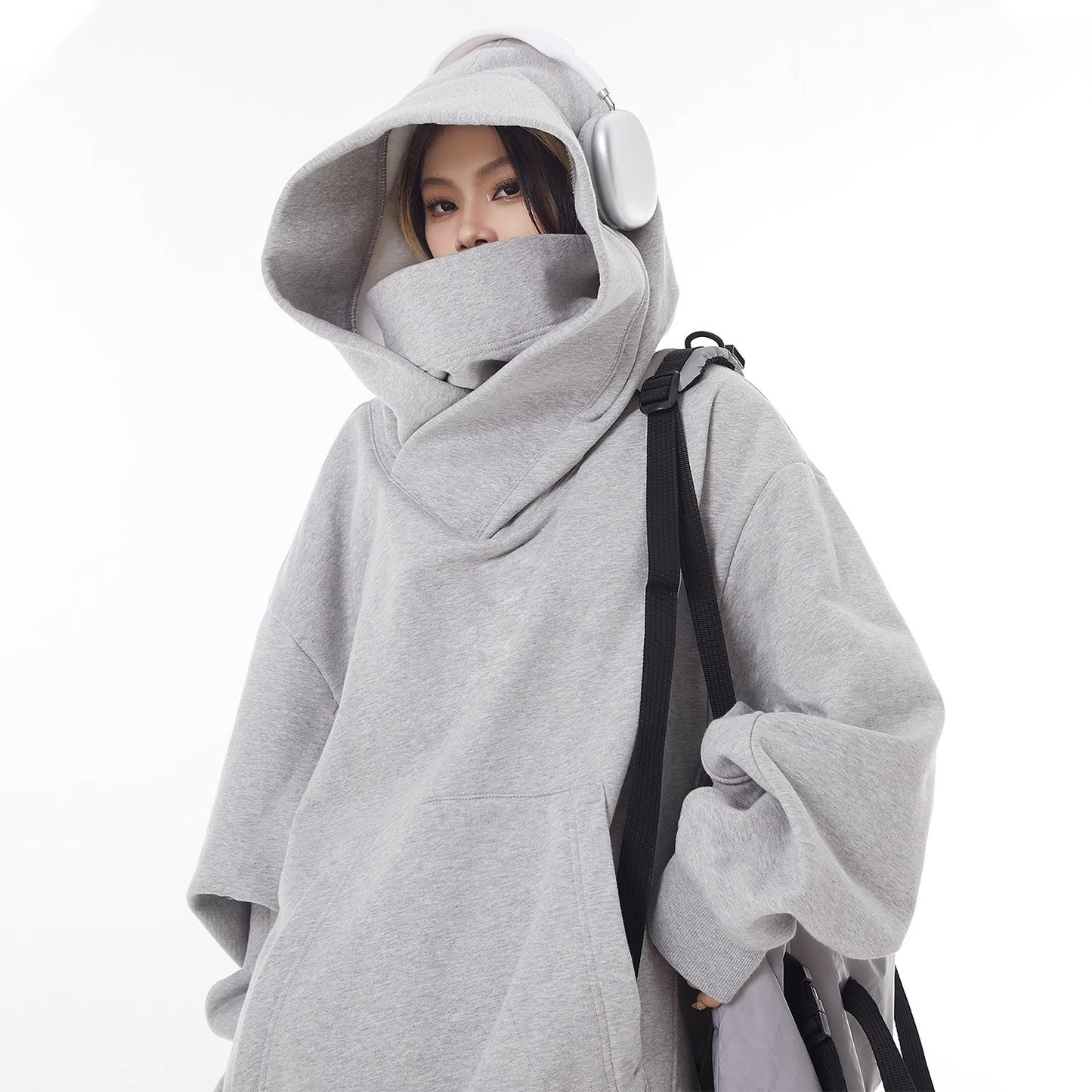 Fleece-Lined High Collar Hoodie – Oversized, Warm & Cosy | Multiple Colours