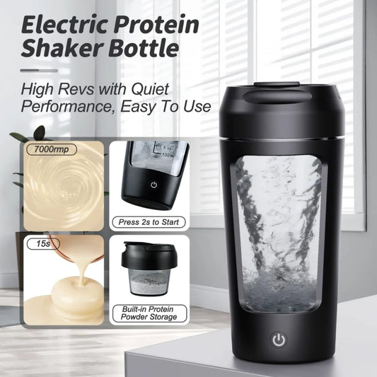 Electric Protein Shaker Bottle – USB Rechargeable, Lump-Free Shakes On the Go