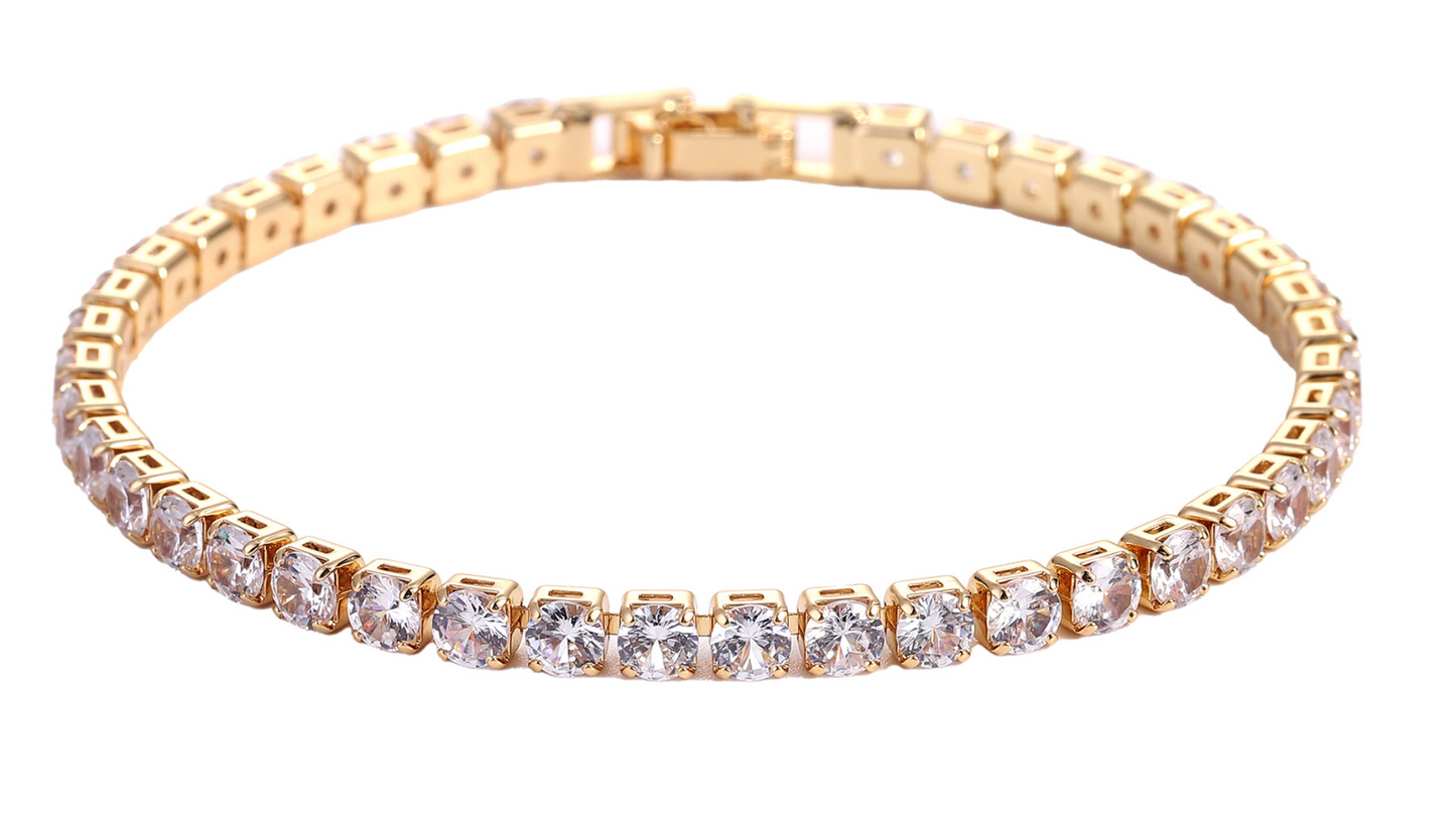 Hip Hop Micro Zircon Tennis Bracelet – Copper, Multiple Colours & Sizes
