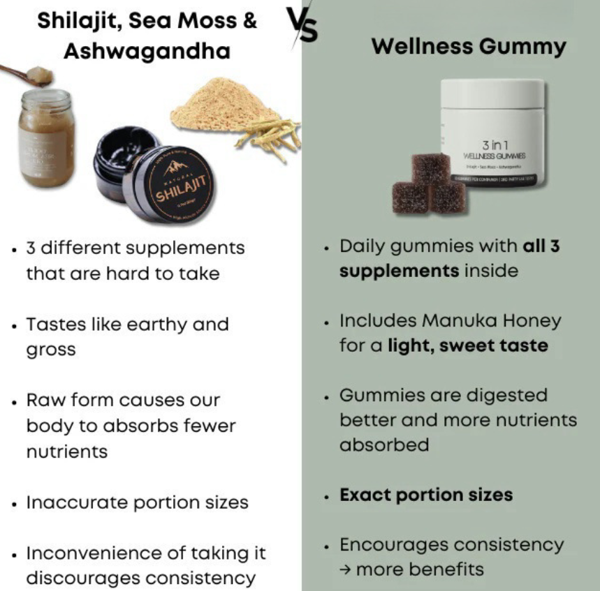 Shilajit 3-in-1 Gummies for Men – Energy, Stamina & Testosterone Support