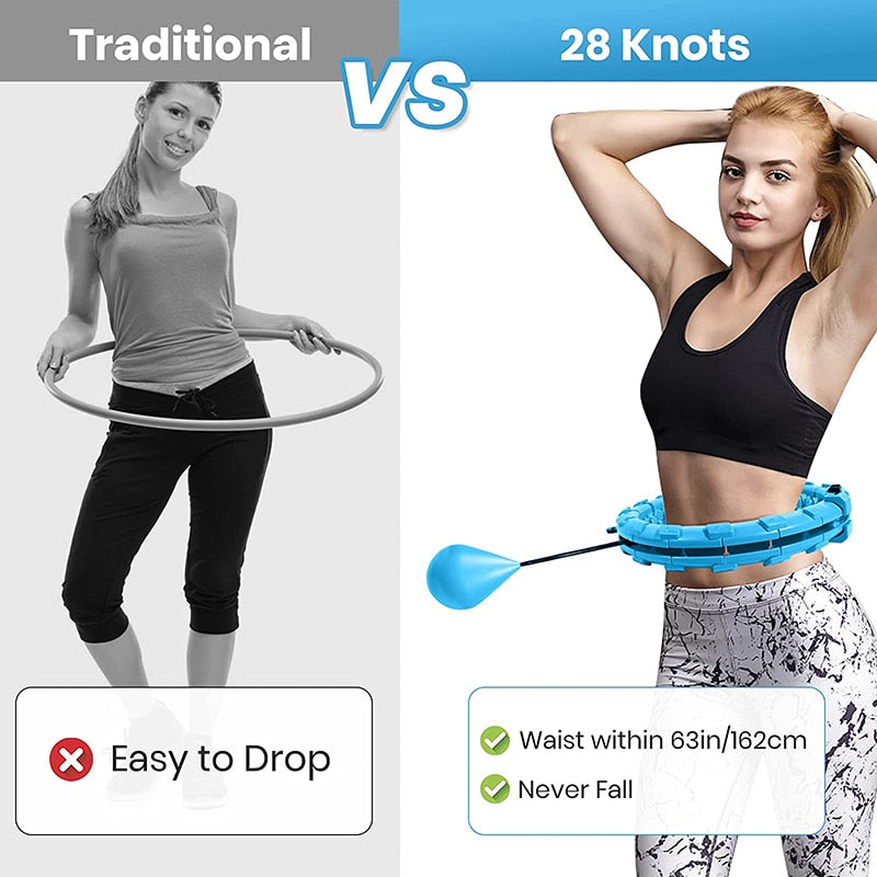 Smart Weighted Fitness Hoop – 24 Knots, Waist & Core Toning for Adults